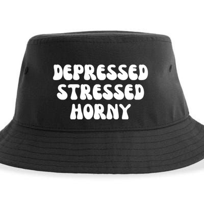 Funny Depressed Stressed Horny Sustainable Bucket Hat