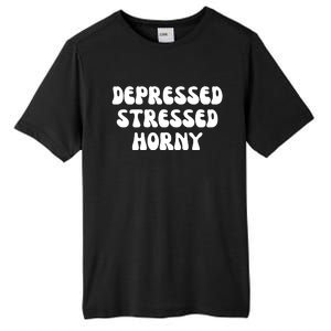 Funny Depressed Stressed Horny Tall Fusion ChromaSoft Performance T-Shirt