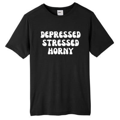 Funny Depressed Stressed Horny Tall Fusion ChromaSoft Performance T-Shirt