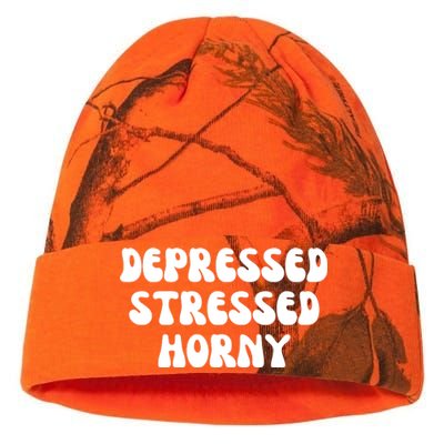 Funny Depressed Stressed Horny Kati Licensed 12" Camo Beanie