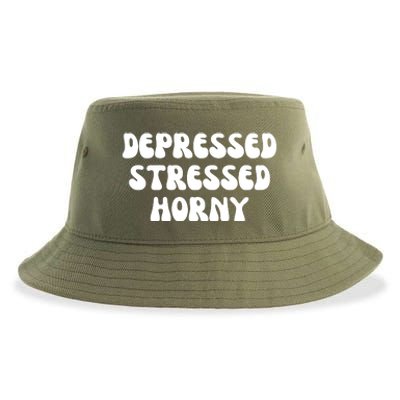 Funny Depressed Stressed Horny Sustainable Bucket Hat