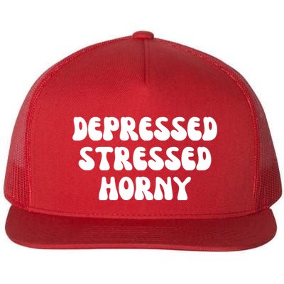 Funny Depressed Stressed Horny Flatbill Hat
