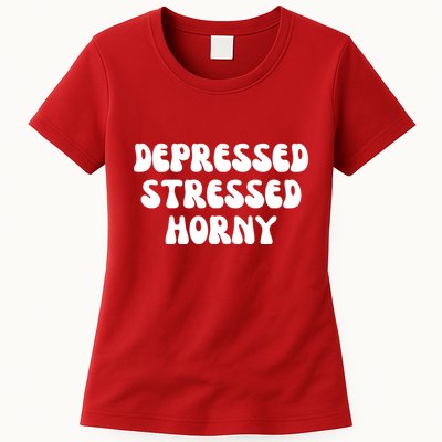 Funny Depressed Stressed Horny Womens T-Shirt