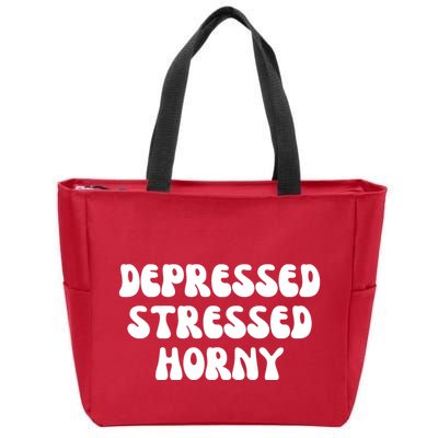 Funny Depressed Stressed Horny Zip Tote Bag