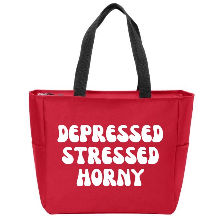 Funny Depressed Stressed Horny Zip Tote Bag