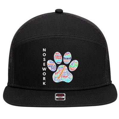 Fun Dog Scent Design Dog Nose Birch Clove Anise Wordcloud 7 Panel Mesh Trucker Snapback Hat