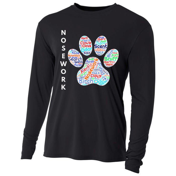 Fun Dog Scent Design Dog Nose Birch Clove Anise Wordcloud Cooling Performance Long Sleeve Crew