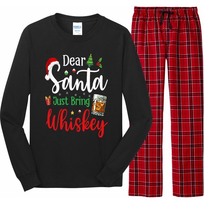 Funny Dear Santa Just Bring Whiskey Christmas Pajamas Long Sleeve Pajama Set