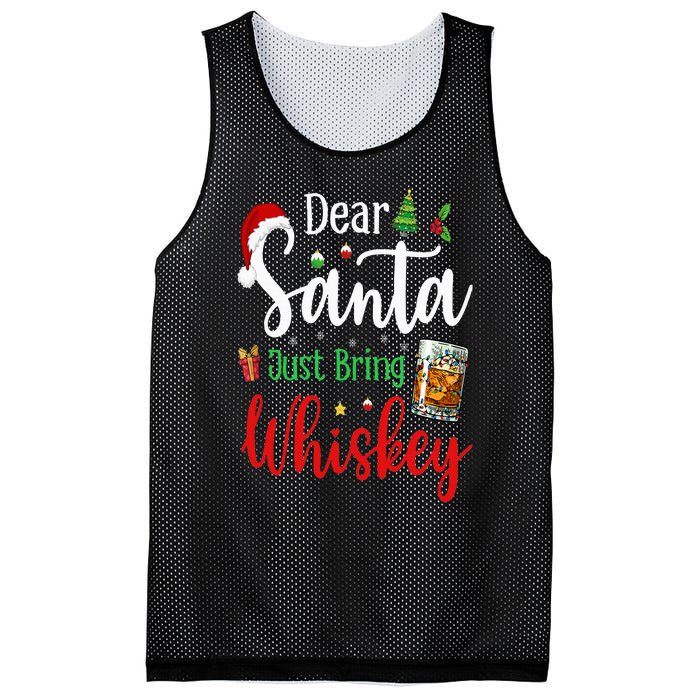 Funny Dear Santa Just Bring Whiskey Christmas Pajamas Mesh Reversible Basketball Jersey Tank