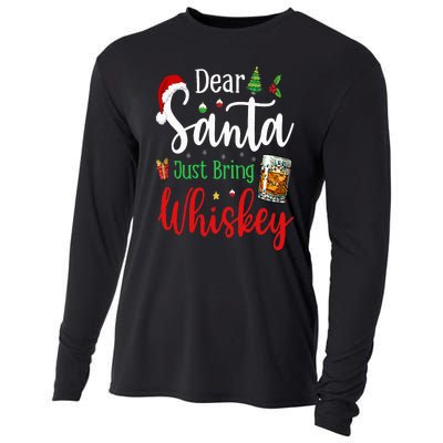 Funny Dear Santa Just Bring Whiskey Christmas Pajamas Cooling Performance Long Sleeve Crew