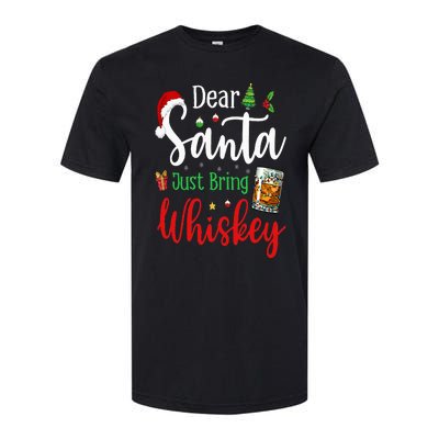 Funny Dear Santa Just Bring Whiskey Christmas Pajamas Softstyle CVC T-Shirt