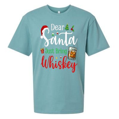 Funny Dear Santa Just Bring Whiskey Christmas Pajamas Sueded Cloud Jersey T-Shirt