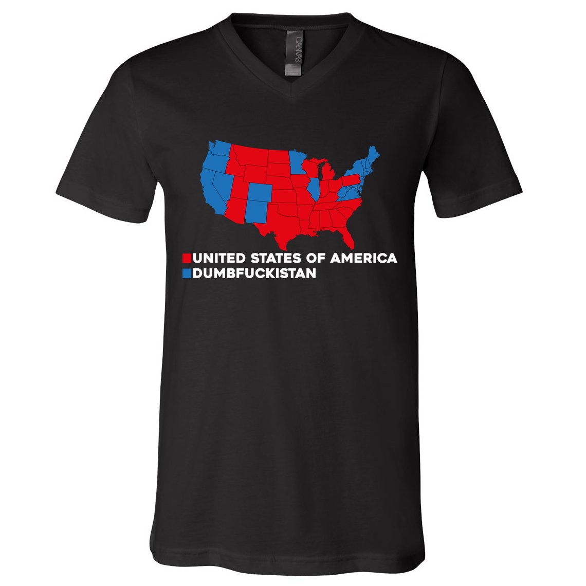 Funny Dumbfuckistan Shirt Election Map United States Of America Dumbfuckistan V-Neck T-Shirt