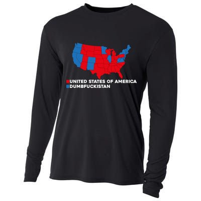Funny Dumbfuckistan Shirt Election Map United States Of America Dumbfuckistan Cooling Performance Long Sleeve Crew