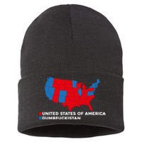 Funny Dumbfuckistan Shirt Election Map United States Of America Dumbfuckistan Sustainable Knit Beanie