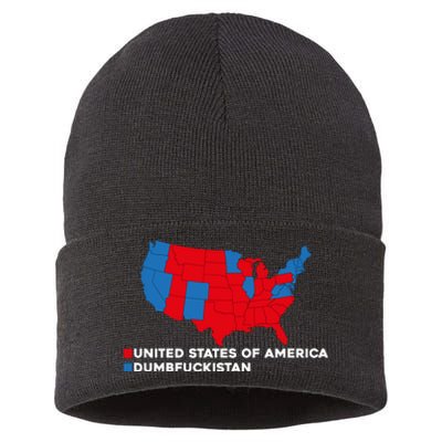 Funny Dumbfuckistan Shirt Election Map United States Of America Dumbfuckistan Sustainable Knit Beanie