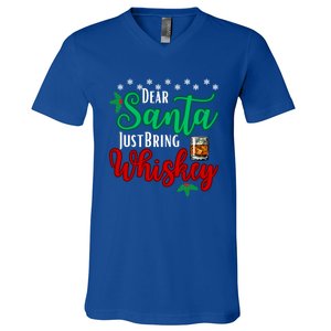 Funny Dear Santa Just Bring Whiskey Christmas Pajamas Gift V-Neck T-Shirt