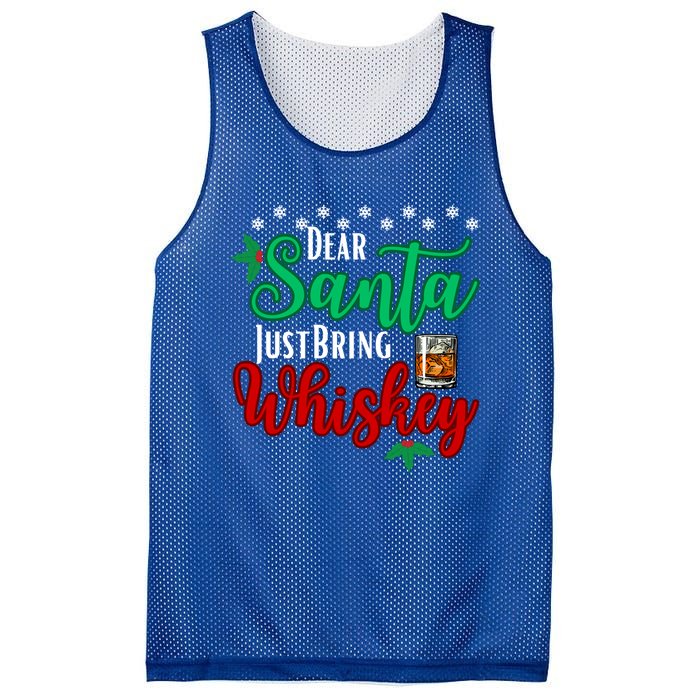 Funny Dear Santa Just Bring Whiskey Christmas Pajamas Gift Mesh Reversible Basketball Jersey Tank