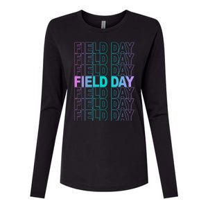 Field Day School Neon Retro Womens Cotton Relaxed Long Sleeve T-Shirt