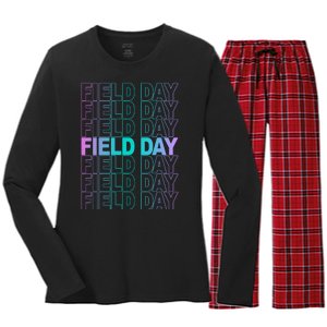 Field Day School Neon Retro Women's Long Sleeve Flannel Pajama Set 