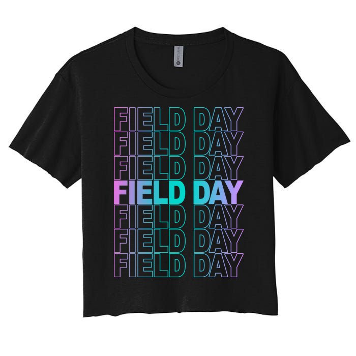 Field Day School Neon Retro Women's Crop Top Tee