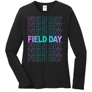 Field Day School Neon Retro Ladies Long Sleeve Shirt