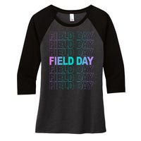 Field Day School Neon Retro Women's Tri-Blend 3/4-Sleeve Raglan Shirt