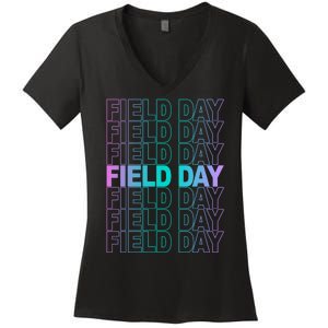 Field Day School Neon Retro Women's V-Neck T-Shirt