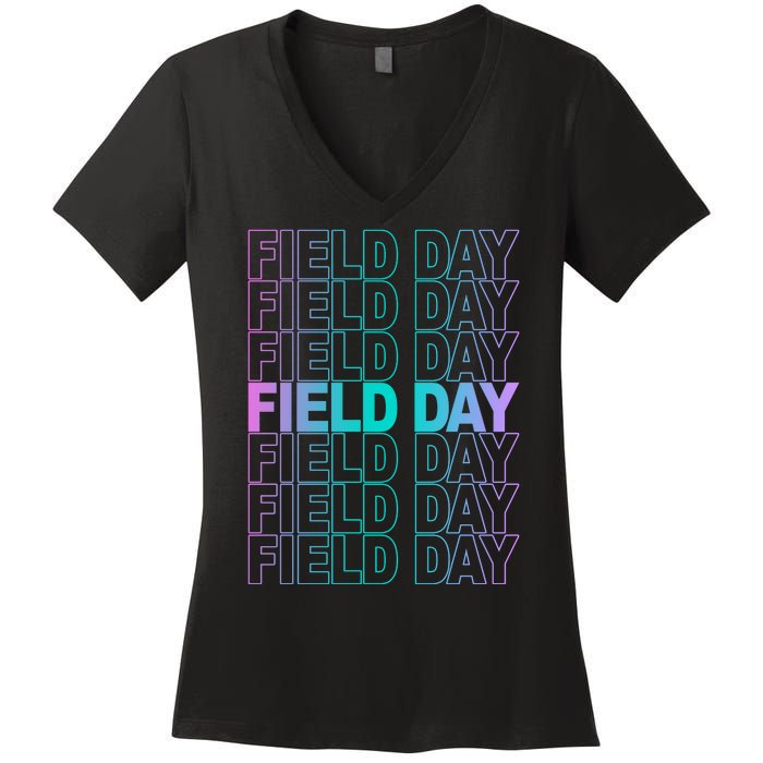 Field Day School Neon Retro Women's V-Neck T-Shirt