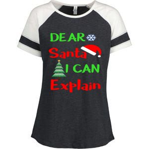 Funny Dear Santa I Can Explain Christmas Xmas Sweater Jumper Cute Gift Enza Ladies Jersey Colorblock Tee