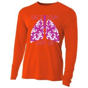 Face Down Sats Up Funny Respiratory Therapist Design Gift Cooling Performance Long Sleeve Crew