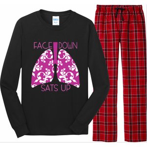 Face Down Sats Up Funny Respiratory Therapist Design Gift Long Sleeve Pajama Set