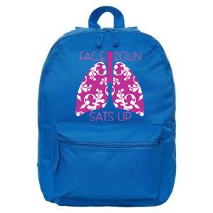 Face Down Sats Up Funny Respiratory Therapist Design Gift 16 in Basic Backpack