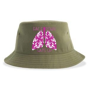 Face Down Sats Up Funny Respiratory Therapist Design Gift Sustainable Bucket Hat