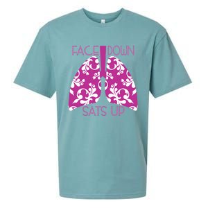 Face Down Sats Up Funny Respiratory Therapist Design Gift Sueded Cloud Jersey T-Shirt