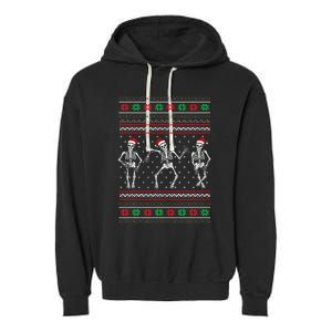 Funny Dancing Skeletons Ugly Christmas Sweater Garment-Dyed Fleece Hoodie