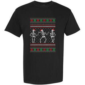 Funny Dancing Skeletons Ugly Christmas Sweater Garment-Dyed Heavyweight T-Shirt