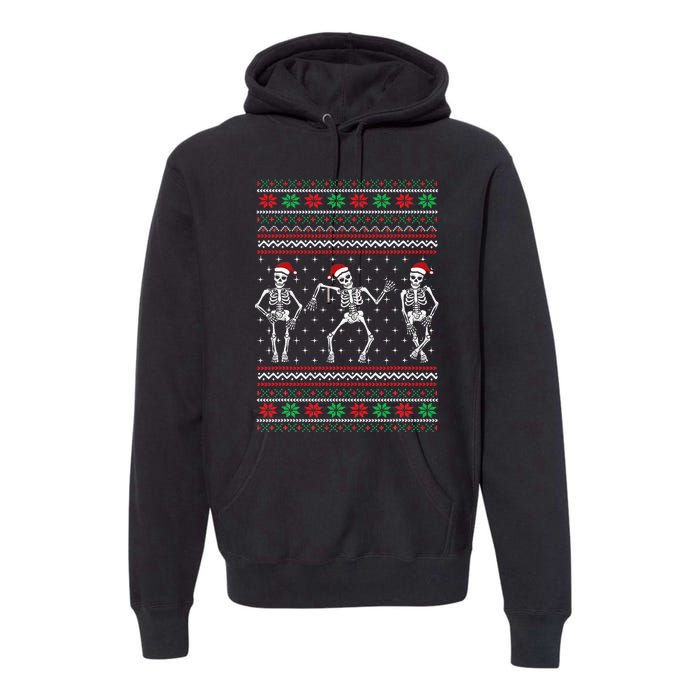 Funny Dancing Skeletons Ugly Christmas Sweater Premium Hoodie