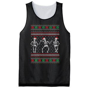 Funny Dancing Skeletons Ugly Christmas Sweater Mesh Reversible Basketball Jersey Tank