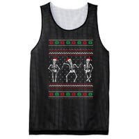 Funny Dancing Skeletons Ugly Christmas Sweater Mesh Reversible Basketball Jersey Tank