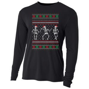 Funny Dancing Skeletons Ugly Christmas Sweater Cooling Performance Long Sleeve Crew