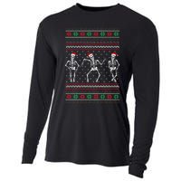 Funny Dancing Skeletons Ugly Christmas Sweater Cooling Performance Long Sleeve Crew