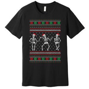 Funny Dancing Skeletons Ugly Christmas Sweater Premium T-Shirt