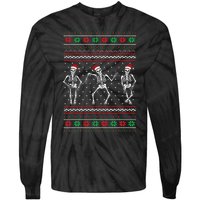 Funny Dancing Skeletons Ugly Christmas Sweater Tie-Dye Long Sleeve Shirt