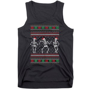 Funny Dancing Skeletons Ugly Christmas Sweater Tank Top