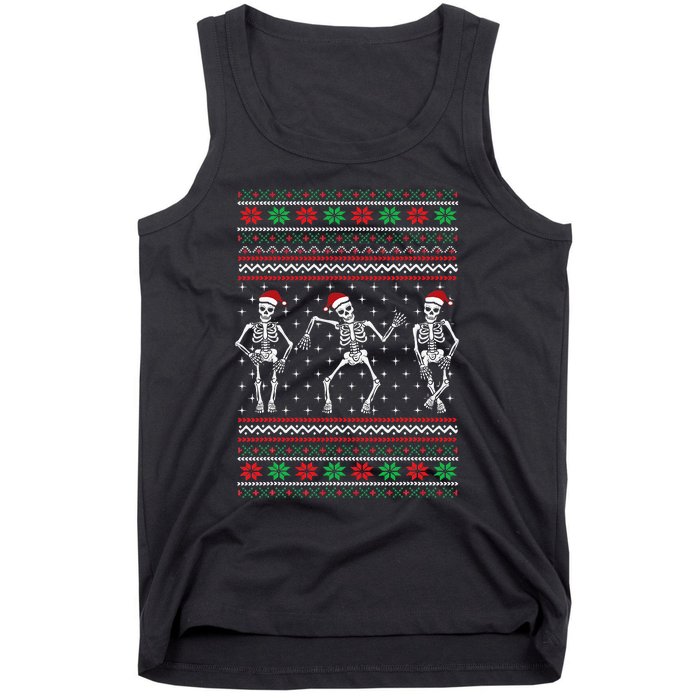 Funny Dancing Skeletons Ugly Christmas Sweater Tank Top