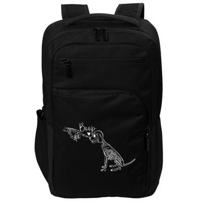 Funny Dog Skeleton Hand Boop Halloween Puppy Dog Lover Gift Impact Tech Backpack