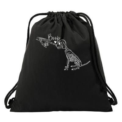 Funny Dog Skeleton Hand Boop Halloween Puppy Dog Lover Gift Drawstring Bag