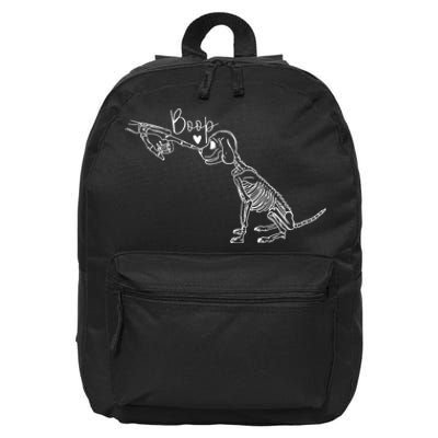 Funny Dog Skeleton Hand Boop Halloween Puppy Dog Lover Gift 16 in Basic Backpack