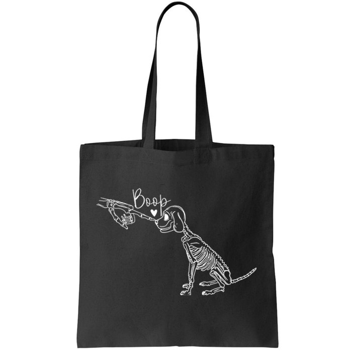 Funny Dog Skeleton Hand Boop Halloween Puppy Dog Lover Gift Tote Bag